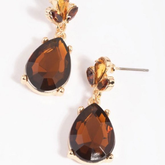 Lovisa Jewelry - LOVISA ELEGANT GOLD CITRINE YELLOW/AMBER CRYSTAL DANGLE EARRINGS**NEW!